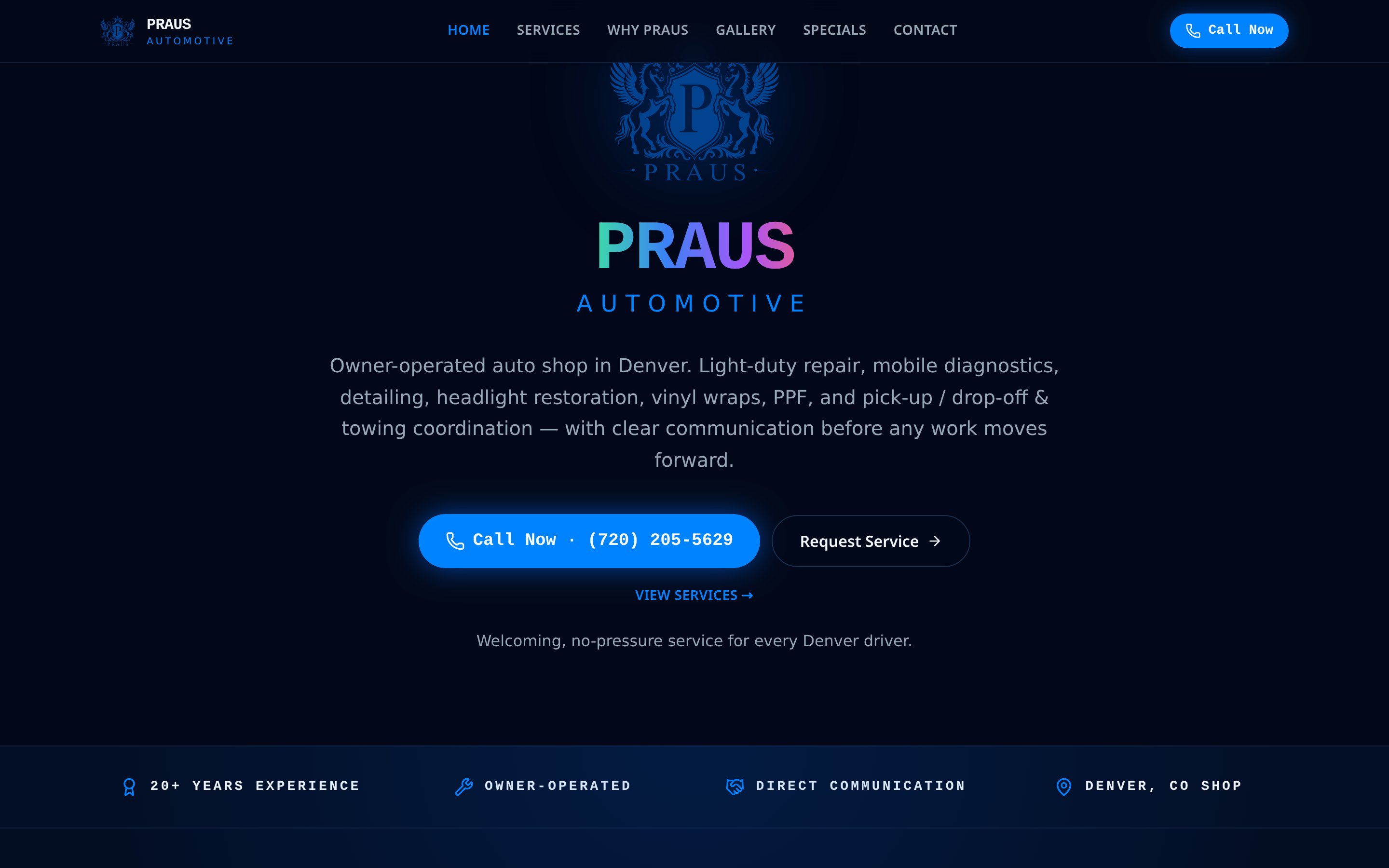Praus Automotive website preview